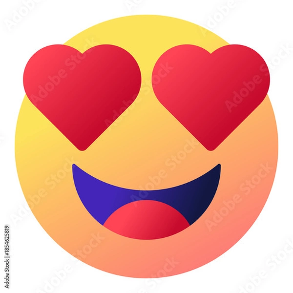 Obraz Heart eyes smiley emoji face with open mouth reaction icon isolated on transparent background.