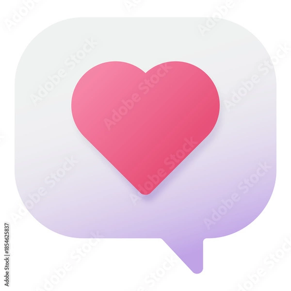 Obraz Pink heart chat bubble notification icon isolated on transparent background.
