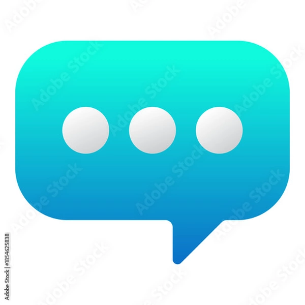 Obraz Blue chat speech bubble with three dots icon isolated on transparent background.