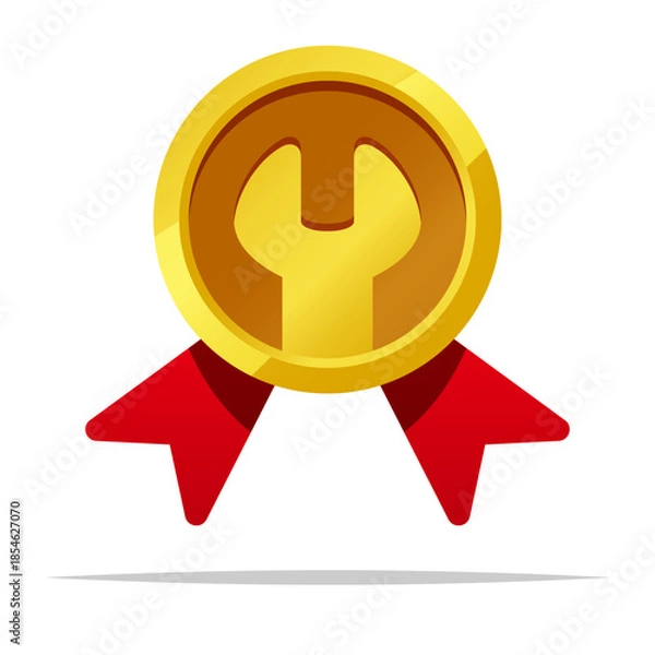 Obraz Wrench ribbon award badge vector isolated illustration