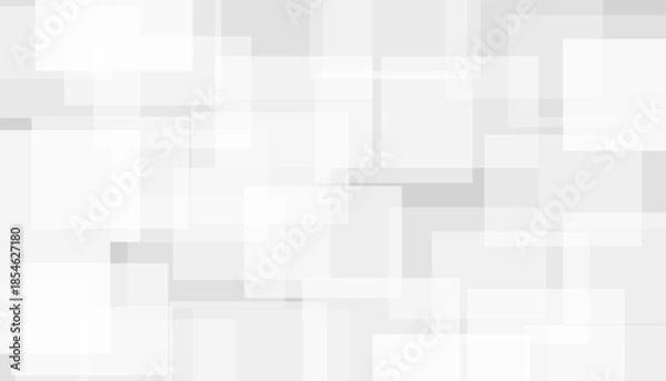 Obraz Abstract White and Gray Squares Overlapping Background