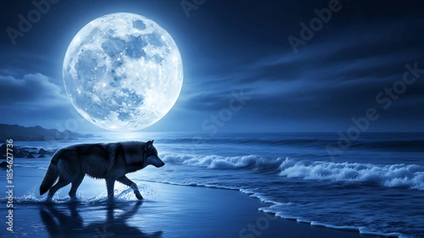 Obraz wolf howling at the moon