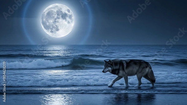 Obraz wolf howling at the moon