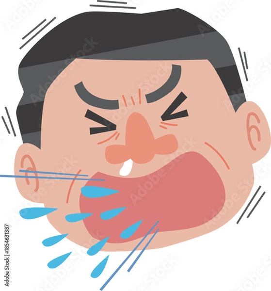 Obraz くしゃみをする男性の顔