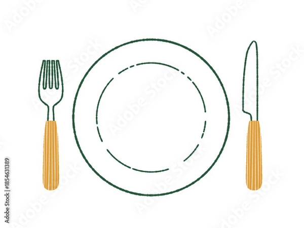 Obraz 皿とフォークとナイフ