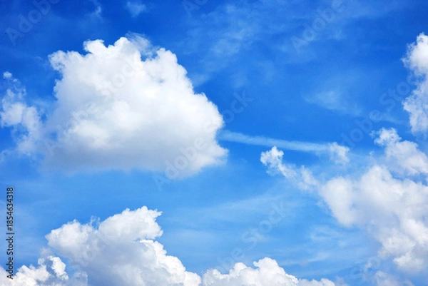 Obraz Blue Sky with Fluffy White Cumulus Clouds.