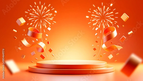 Obraz Joyful Orange Promotion Stage Background