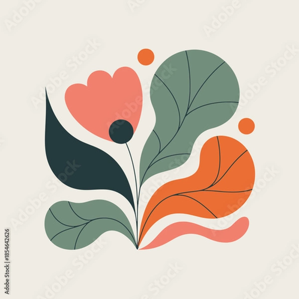 Obraz Abstract Floral Leaf Composition Modern Illustration