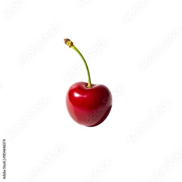 Obraz Shiny red cherry with stem
