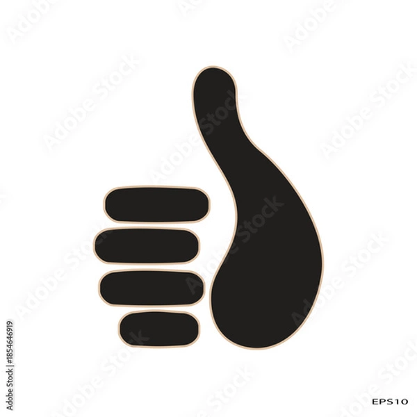 Obraz black thumbs-up icon with a gold border.