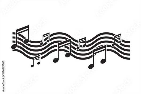 Obraz Music notes wave.