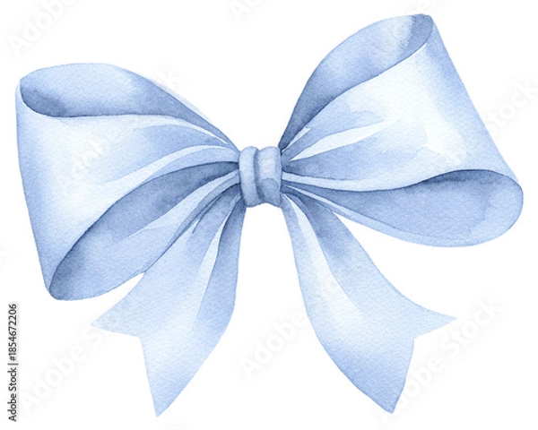 Obraz Elegant light blue ribbon bow on transparent background.
