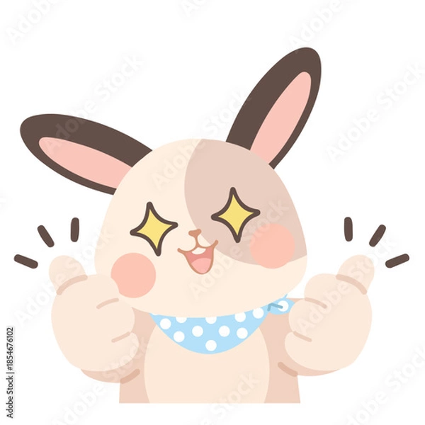Obraz Cute Rabbit with Thumbs Up Illustration