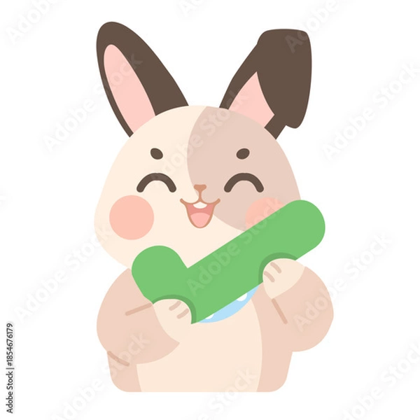 Obraz Cute Rabbit Holding a Check Mark Illustration