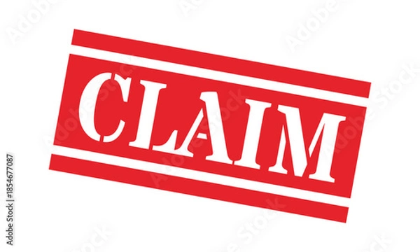 Fototapeta Rectangular red rubber claim stamp with serrated star border