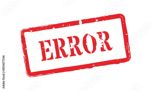 Fototapeta Heavily distressed rectangular red error stamp grungy border
