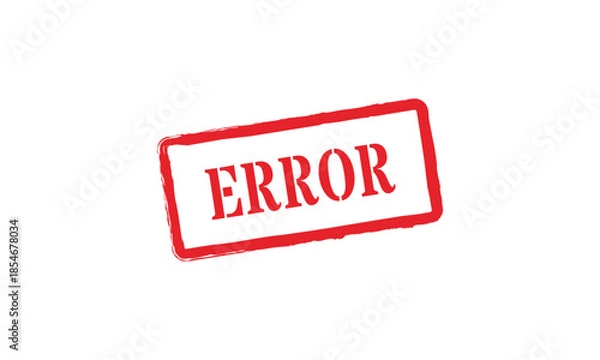 Fototapeta Rectangular red error rubber stamp with grungy distressed border