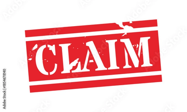 Fototapeta Rectangular solid red rubber claim stamp icon vector