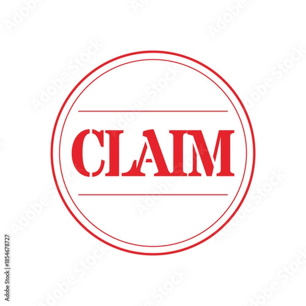 Obraz Red circular claim stamp vector line icon design