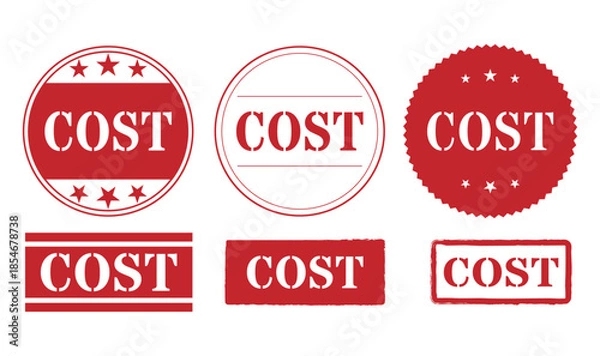 Fototapeta Red cost stamp icon vector collection for business use