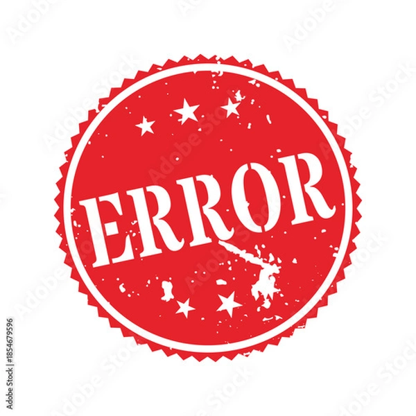 Obraz Round red error rubber stamp with sawtooth border grunge