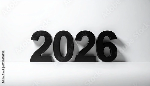 Obraz Black 3D “2026” Numbers on White Background