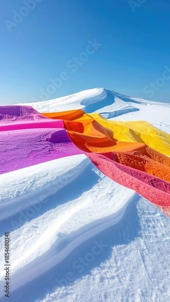 Obraz Colorful steps cut into snow