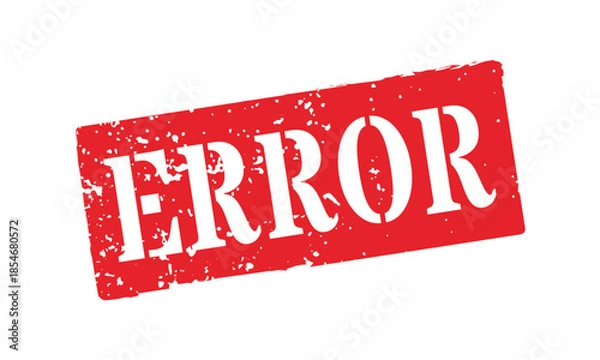 Fototapeta Solid block red error rubber stamp with heavy grunge texture