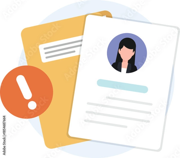 Fototapeta Profile document folder with exclamation mark icon.