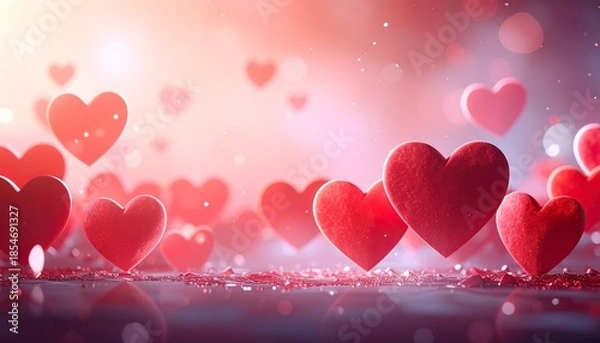 Obraz valentine background with hearts, generative ai vector