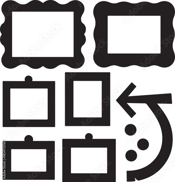 Obraz  Frame shape set design black silhouette illustration art.
