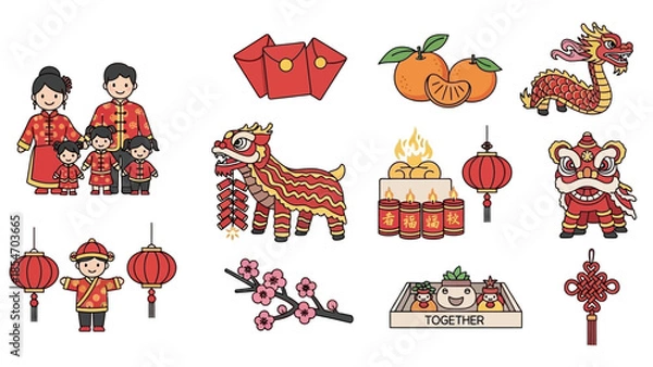 Obraz Chinese New Year Celebration Elements Collection.
