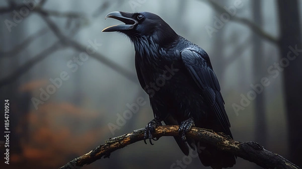 Obraz raven on a branch