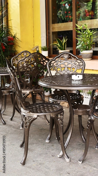 Obraz Summer cafe tables restaurant interior