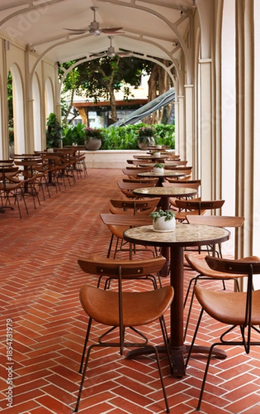 Obraz Summer cafe tables restaurant interior