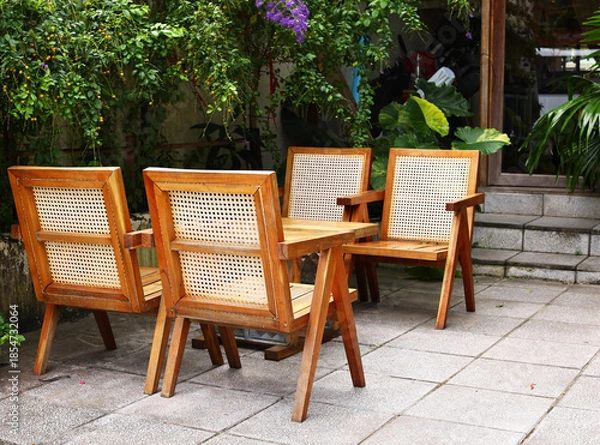 Obraz Summer cafe tables restaurant interior