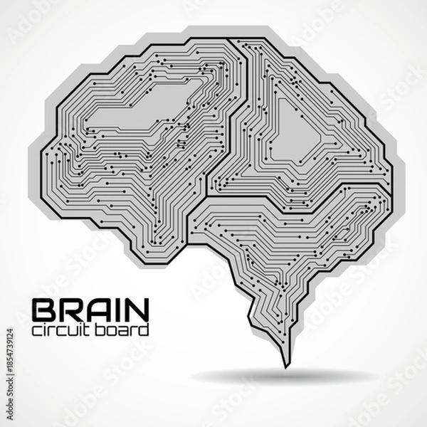 Obraz Technological brain. Circuit board. Abstract vector logo. Vector illustration
