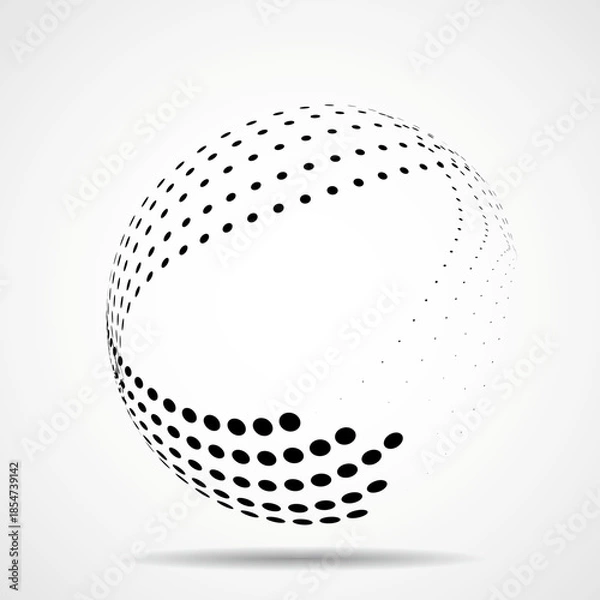 Obraz Abstract dotted sphere on white background. Dots in circular form. Vector design element