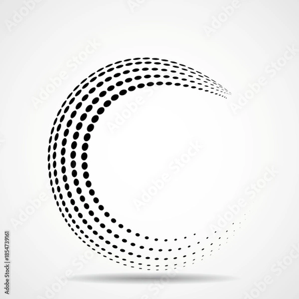 Obraz Abstract dotted sphere on white background. Dots in circular form. Vector design element