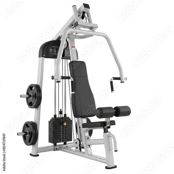 Fototapeta White and black multi gym machine with weight stack