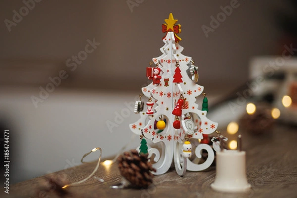 Obraz Mini Christmas tree decoration on table