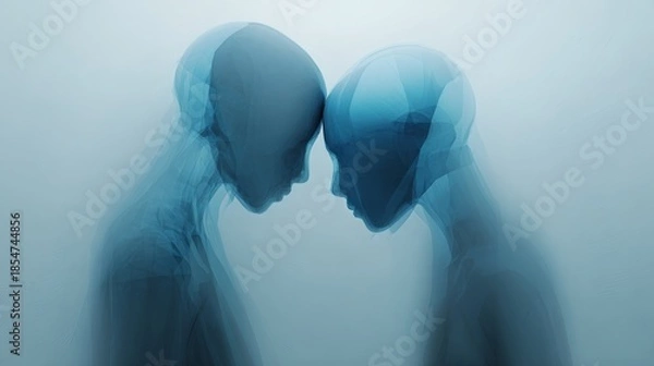 Obraz Abstract figures connecting mind to mind in blue