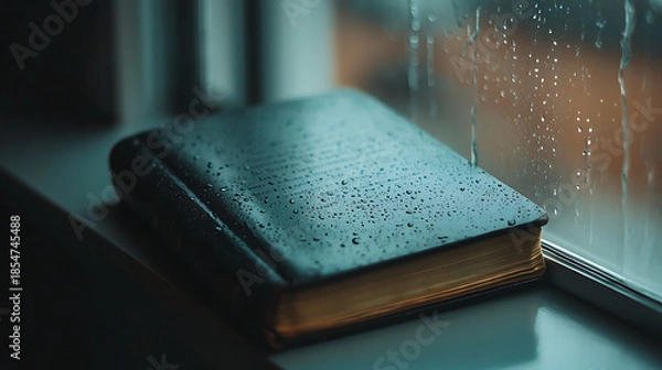 Obraz A book is sitting on a window sill