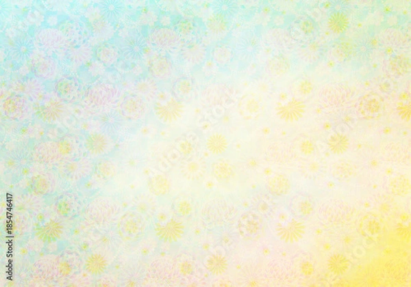 Obraz 和柄水彩シリーズ：パステルカラーの華やかな和モダン背景