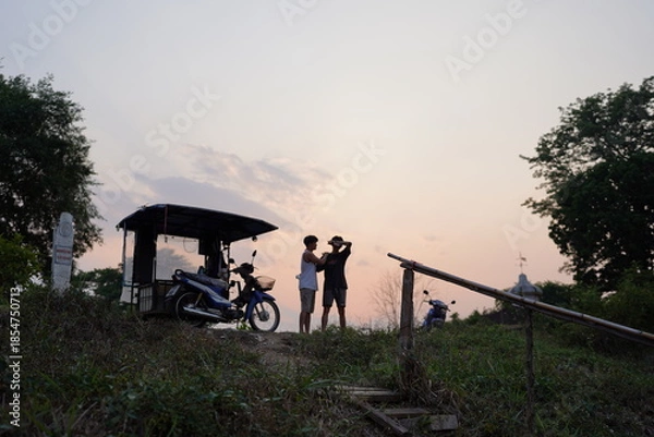Obraz silhouette of a cyclist