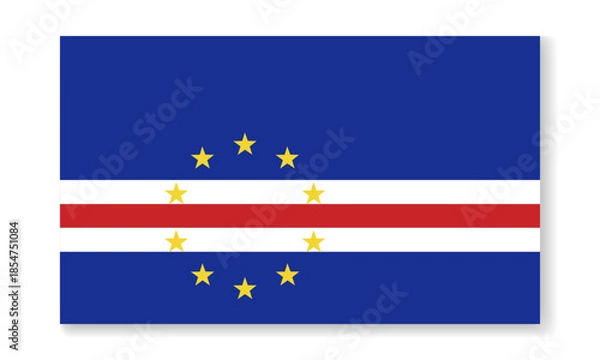 Obraz Cape Verde national flag in flat style. Vector flat background.