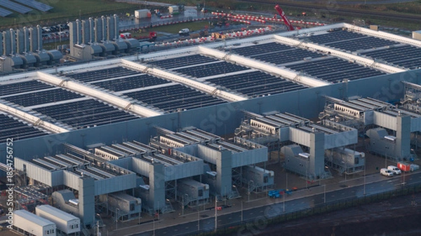 Obraz Winschoten Data Center with Solar Energy Aerial View