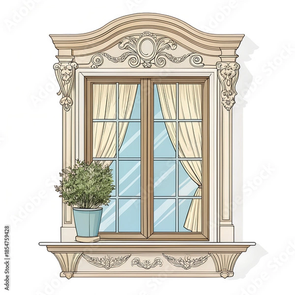 Fototapeta Elegant Window Design with Plant