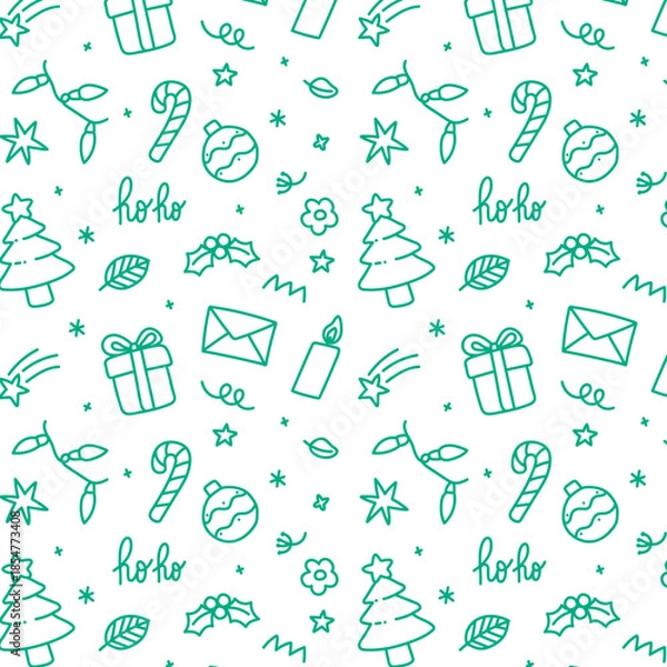 Obraz handdrawn christmas doodle  illustrations Icons Repeating Pattern