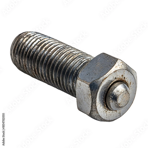 Obraz Metal threaded bolt with hex head isolated on transparent background